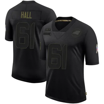 Men's Nike Carolina Panthers Aaron Hall Black 2020 Salute To Service Jersey - Limited