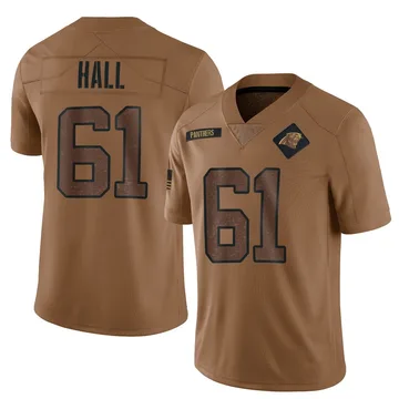 Men's Nike Carolina Panthers Aaron Hall Brown 2023 Salute To Service Jersey - Limited