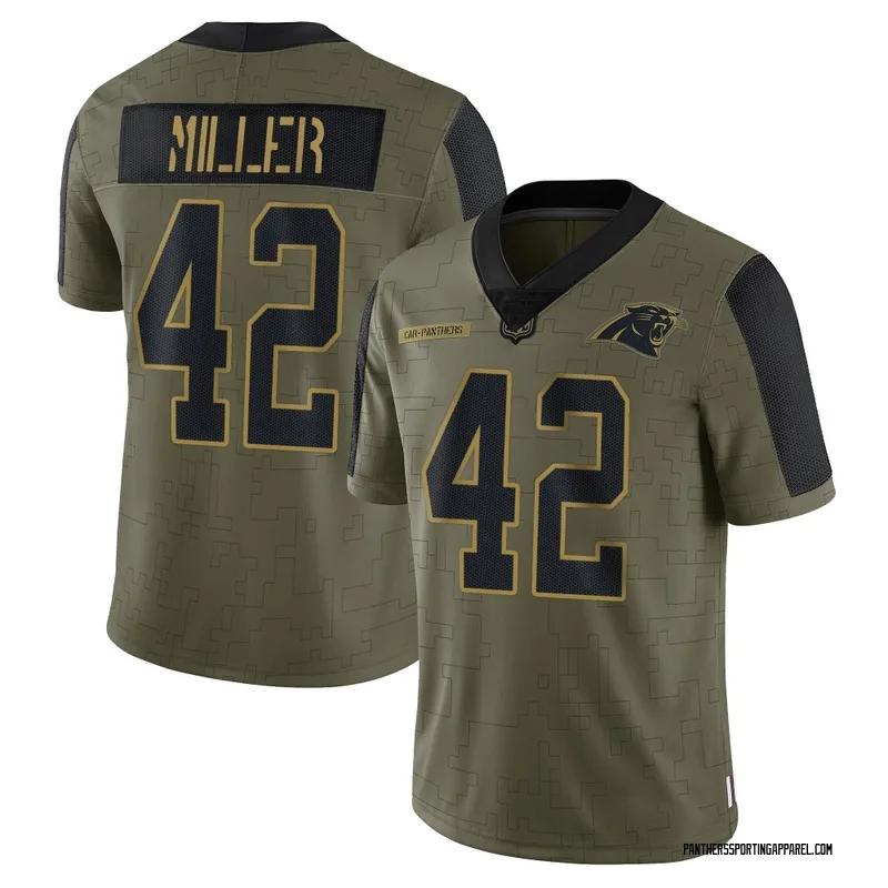 Men's Nike Carolina Panthers Cam Miller Olive 2021 Salute To Service Jersey - Limited