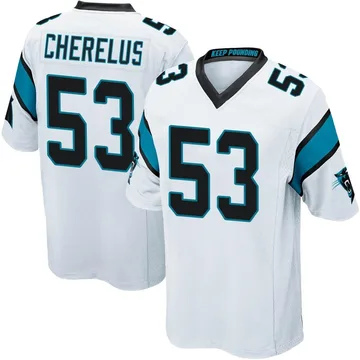 Men's Nike Carolina Panthers Claudin Cherelus White Jersey - Game