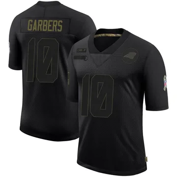 Men's Nike Carolina Panthers Ethan Garbers Black 2020 Salute To Service Jersey - Limited