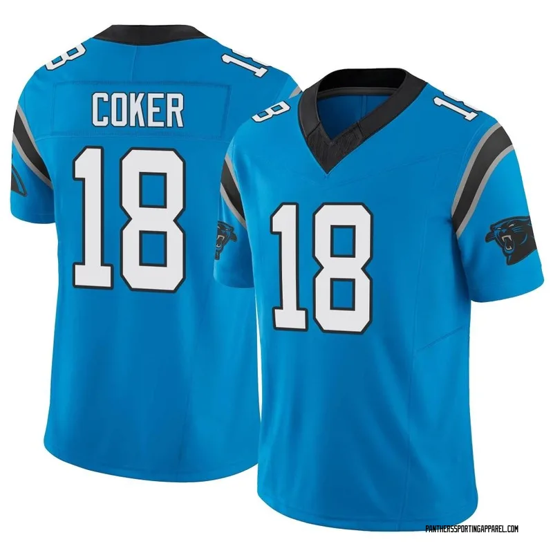 Men's Nike Carolina Panthers Jalen Coker Blue Vapor F.U.S.E. Jersey - Limited