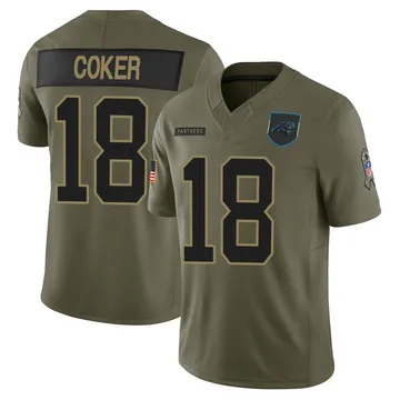 Men's Carolina Panthers Jalen Coker Olive 2025 Salute to Service Jersey - Limited