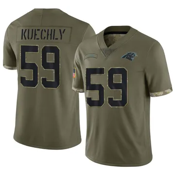 Men's Carolina Panthers Luke Kuechly Olive 2022 Salute To Service Jersey - Limited