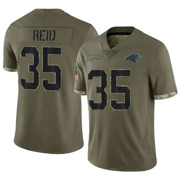 Men's Nike Carolina Panthers Michael Reid Olive 2022 Salute To Service Jersey - Limited