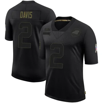 Men's Nike Carolina Panthers Miles Davis Black 2020 Salute To Service Jersey - Limited