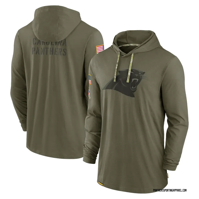 Men's Nike Carolina Panthers Olive 2022 Salute to Service Tonal Pullover Hoodie -