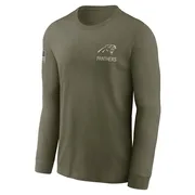 Men's Nike Carolina Panthers Olive 2025 Salute to Service Sideline Long Sleeve T-Shirt