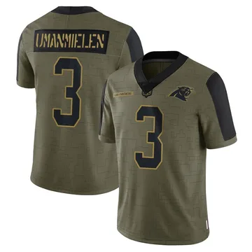 Men's Nike Carolina Panthers Princely Umanmielen Olive 2021 Salute To Service Jersey - Limited