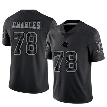 Men's Nike Carolina Panthers Saahdiq Charles Black Reflective Jersey - Limited