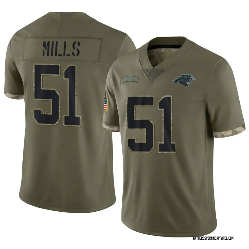 Men's Nike Carolina Panthers Sam Mills Olive 2022 Salute To Service Jersey - Limited