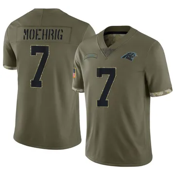 Men's Nike Carolina Panthers Tre'von Moehrig Olive 2022 Salute To Service Jersey - Limited