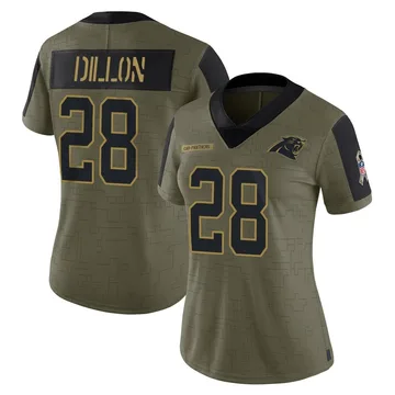 Women's Nike Carolina Panthers AJ Dillon Olive 2021 Salute To Service Jersey - Limited