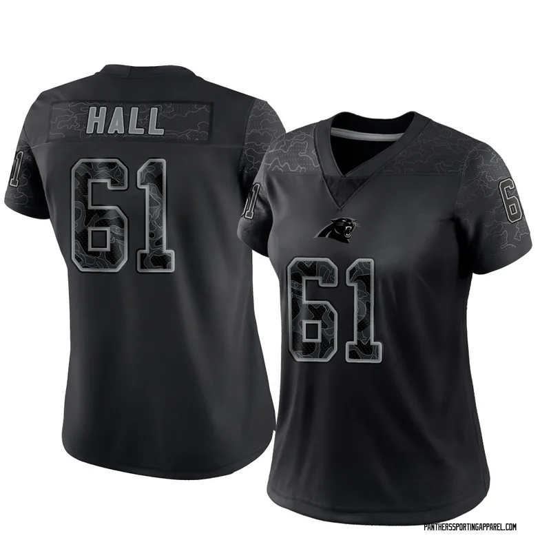 Women's Nike Carolina Panthers Aaron Hall Black Reflective Jersey - Limited