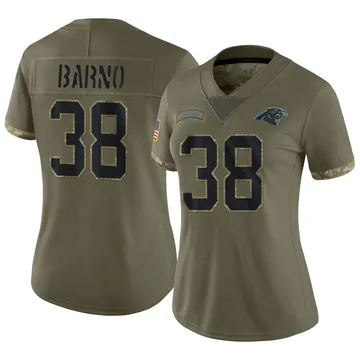 Women's Nike Carolina Panthers Amare Barno Olive 2022 Salute To Service Jersey - Limited