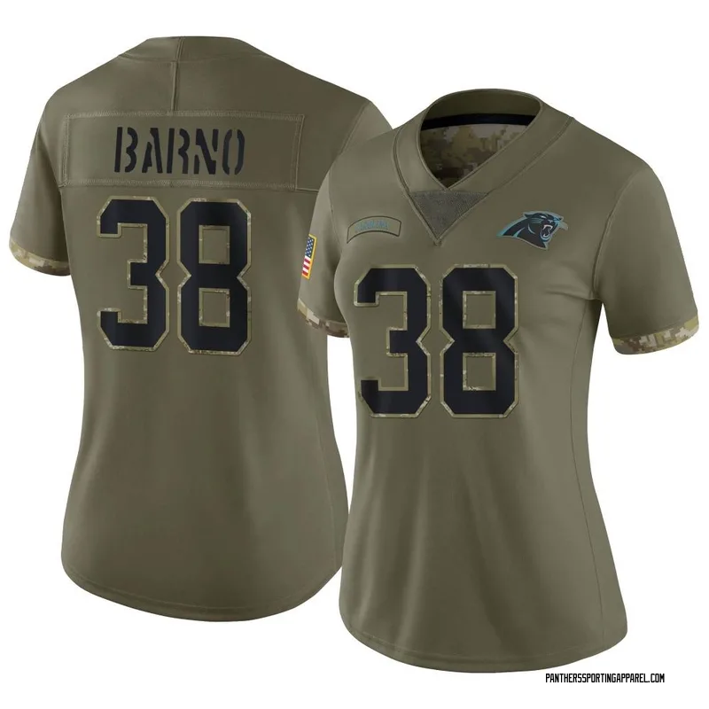 Women's Nike Carolina Panthers Amare Barno Olive 2022 Salute To Service Jersey - Limited