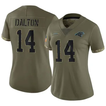Women's Nike Carolina Panthers Andy Dalton Olive 2022 Salute To Service Jersey - Limited
