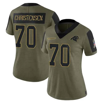 Women's Nike Carolina Panthers Brady Christensen Olive 2021 Salute To Service Jersey - Limited