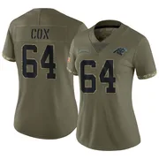 Women's Nike Carolina Panthers Bryan Cox Olive 2022 Salute To Service Jersey - Limited