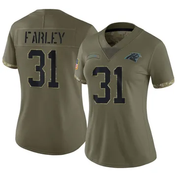 Women's Nike Carolina Panthers Caleb Farley Olive 2022 Salute To Service Jersey - Limited