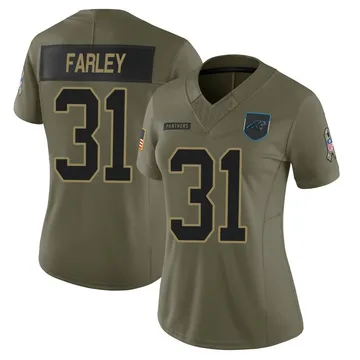 Women's Nike Carolina Panthers Caleb Farley Olive 2025 Salute to Service Jersey - Limited