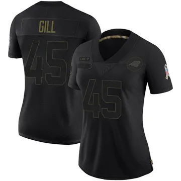 Women's Nike Carolina Panthers Cam Gill Black 2020 Salute To Service Jersey - Limited