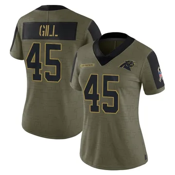 Women's Nike Carolina Panthers Cam Gill Olive 2021 Salute To Service Jersey - Limited