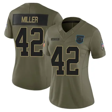 Women's Nike Carolina Panthers Cam Miller Olive 2025 Salute to Service Jersey - Limited