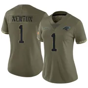 Women's Nike Carolina Panthers Cam Newton Olive 2022 Salute To Service Jersey - Limited
