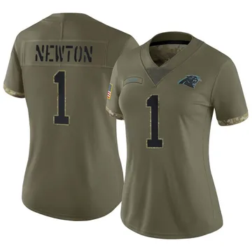 Women's Nike Carolina Panthers Cam Newton Olive 2022 Salute To Service Jersey - Limited