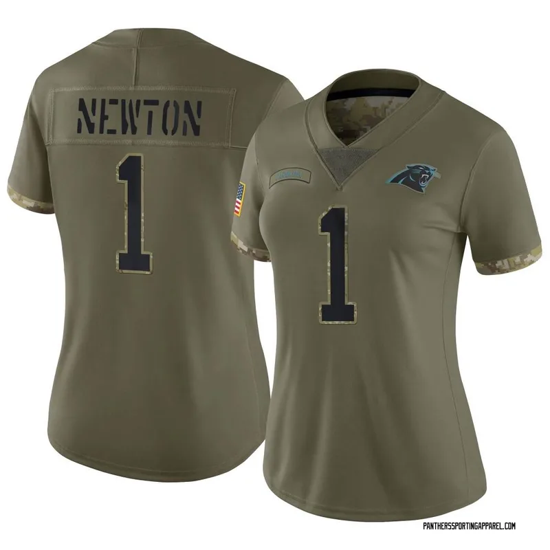 Women's Nike Carolina Panthers Cam Newton Olive 2022 Salute To Service Jersey - Limited
