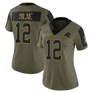Women's Nike Carolina Panthers Dax Milne Olive 2021 Salute To Service Jersey - Limited