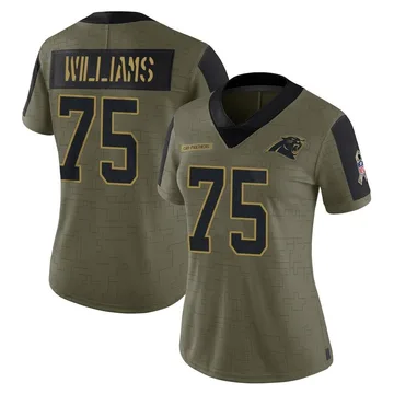 Women's Nike Carolina Panthers DeShawn Williams Olive 2021 Salute To Service Jersey - Limited