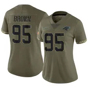 Women's Nike Carolina Panthers Derrick Brown Olive 2022 Salute To Service Jersey - Limited