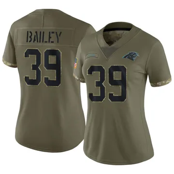 Women's Nike Carolina Panthers Emani Bailey Olive 2022 Salute To Service Jersey - Limited