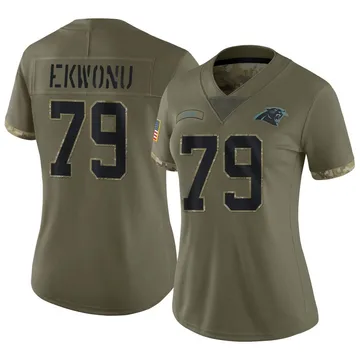 Women's Nike Carolina Panthers Ikem Ekwonu Olive 2022 Salute To Service Jersey - Limited