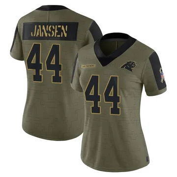 Women's Nike Carolina Panthers JJ Jansen Olive 2021 Salute To Service Jersey - Limited