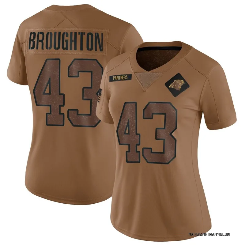 Women's Nike Carolina Panthers JaTravis Broughton Brown 2023 Salute To Service Jersey - Limited