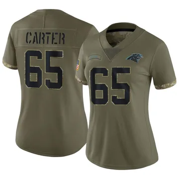 Women's Nike Carolina Panthers Ja'Tyre Carter Olive 2022 Salute To Service Jersey - Limited