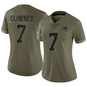 Women's Nike Carolina Panthers Jadeveon Clowney Olive 2022 Salute To Service Jersey - Limited
