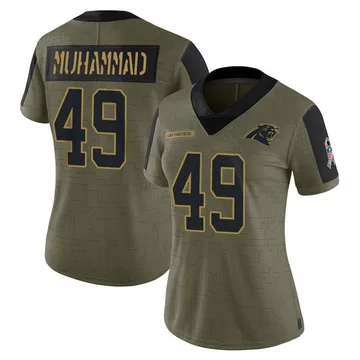 Women's Nike Carolina Panthers Jamil Muhammad Olive 2021 Salute To Service Jersey - Limited