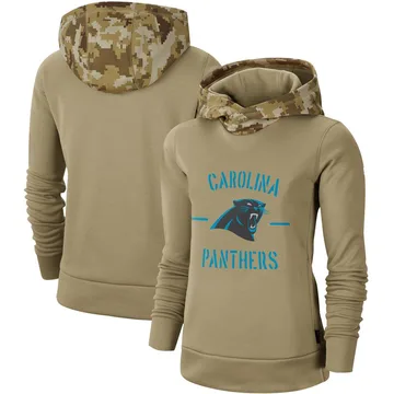 Women's Nike Carolina Panthers Khaki 2019 Salute to Service Therma Pullover Hoodie -