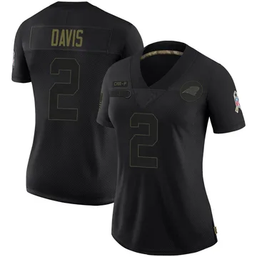 Women's Nike Carolina Panthers Miles Davis Black 2020 Salute To Service Jersey - Limited