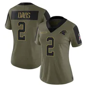 Women's Nike Carolina Panthers Miles Davis Olive 2021 Salute To Service Jersey - Limited
