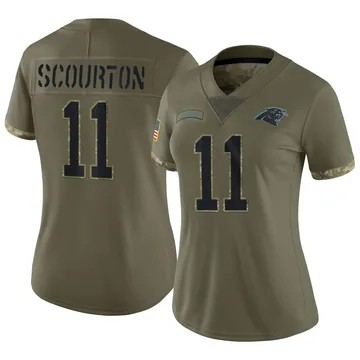 Women's Nike Carolina Panthers Nic Scourton Olive 2022 Salute To Service Jersey - Limited