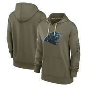 Women's Nike Carolina Panthers Olive 2022 Salute to Service Performance Pullover Hoodie