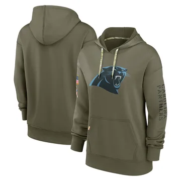 Women's Nike Carolina Panthers Olive 2022 Salute to Service Performance Pullover Hoodie