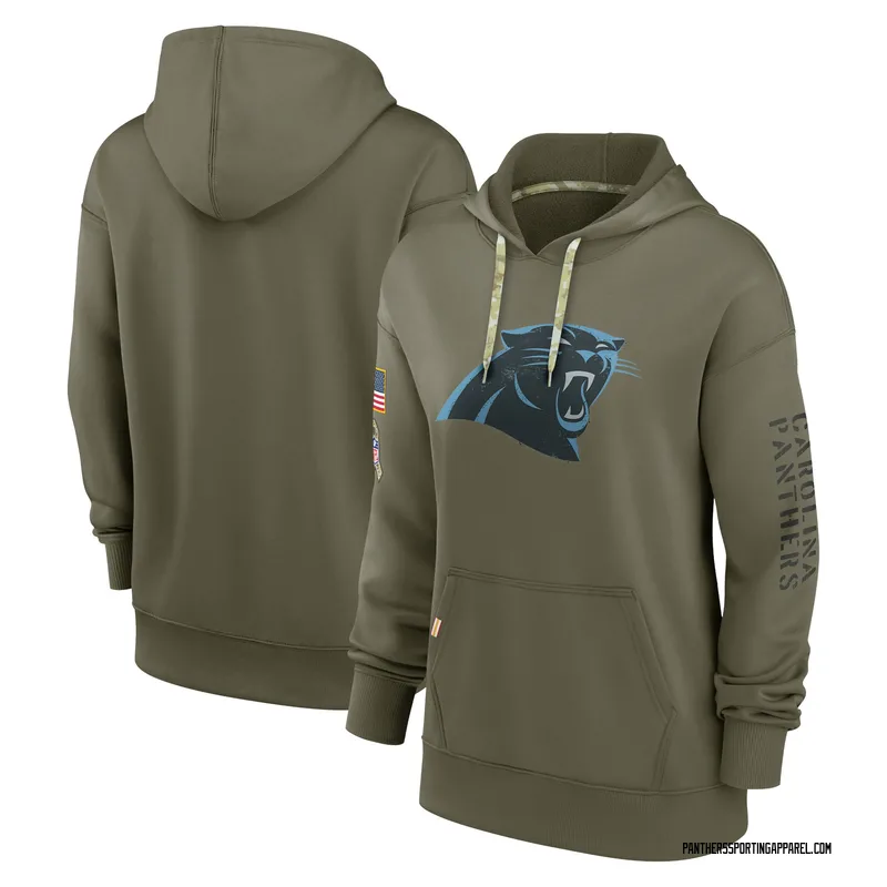 Women's Nike Carolina Panthers Olive 2022 Salute to Service Performance Pullover Hoodie