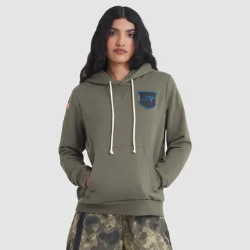 Women's Nike Carolina Panthers Olive 2025 Salute to Service Sideline Hoodie