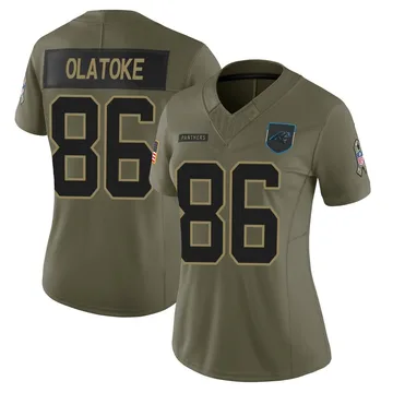 Women's Nike Carolina Panthers Praise Olatoke Olive 2025 Salute to Service Jersey - Limited